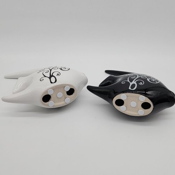Ceramic Tropical Fish Pair Figure White Black 7.5" Tall Home Decor - Picture 5 of 5